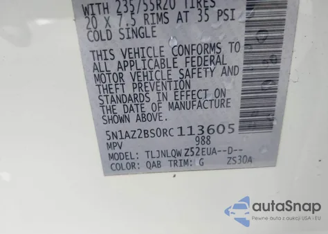 2024 Nissan Murano Sv Intelligent Awd from USA, damaged, VIN 5N1AZ2BS0RC113605